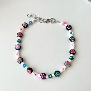 Y2k hibiscus surf girl beaded necklace